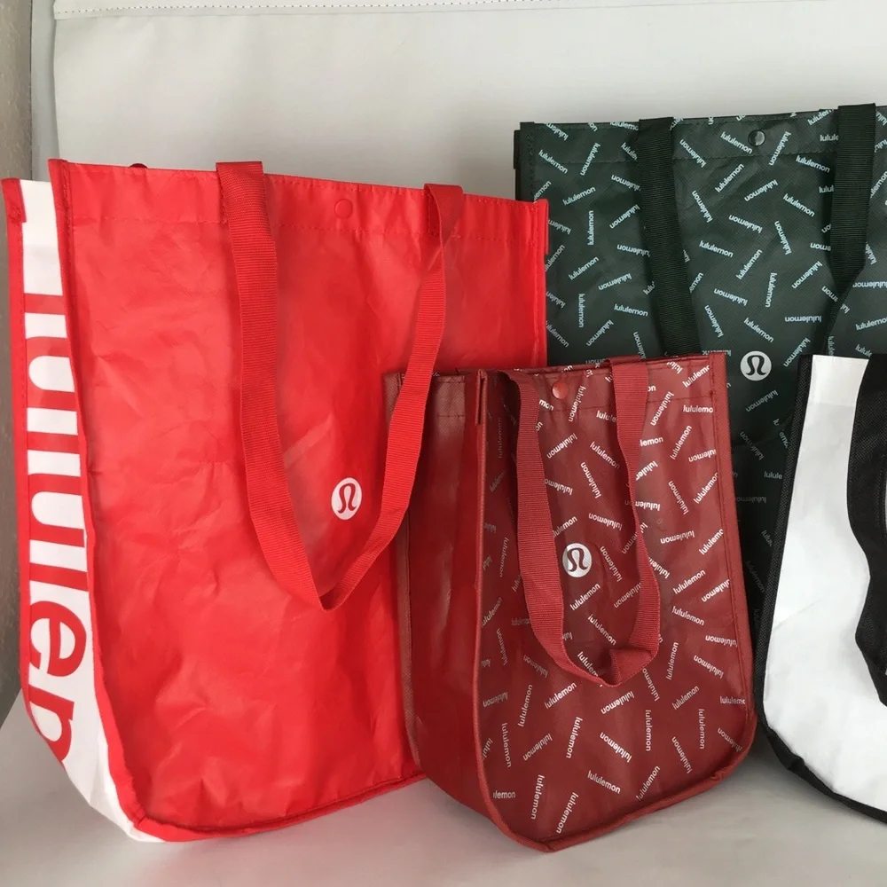 Lululemon Reusable Shopping Tote Bags Bundle of 5, 3 Large 2 Small Athletic